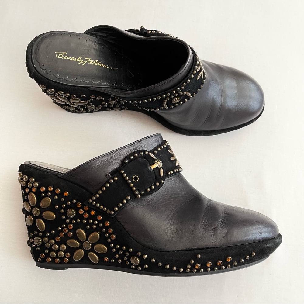 Authentic Beverly Feldman Leather Mule Clogs